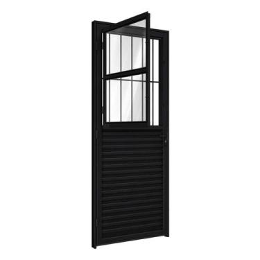 Imagem de Porta de Alumínio de Giro Mista com Postigo e Grade 215x85cm Riobras A