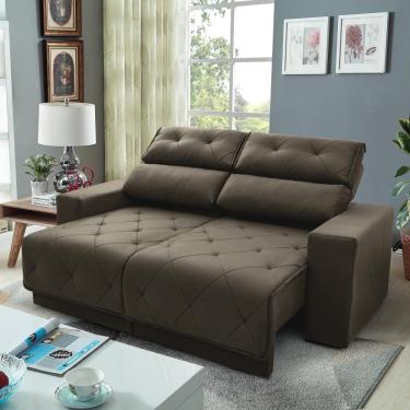Imagem de Sofá Retrátil Reclinável Belga 2,00m Suede Velut Marrom Claro Molas No Assento