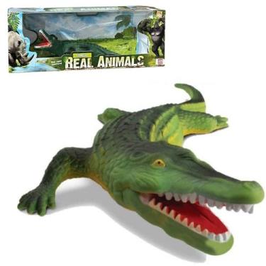 Imagem de Boneco Articulado Crocodilo Jacaré Pantanal 41cm Em Vinil Atóxico Bee 