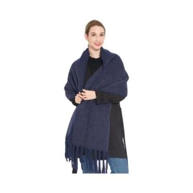 Imagem de Cachecol De Luxo Feminino Em Cashmere, Xale Grosso E Quente Com Franja