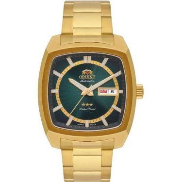 Imagem de Relogio orient automatico verde metal dourado f49gg031 e1kx, DOURADO