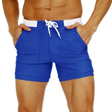 Imagem de Homens Plus Size Natação Trunks Beach Shorts Quadrado Shorts Sports Shorts,Dark color blue,S