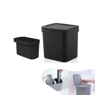 Imagem de Kit Lixeira 2,5 Litros Organizador Pia Porta Detergente Bancada Cozinha - Ou