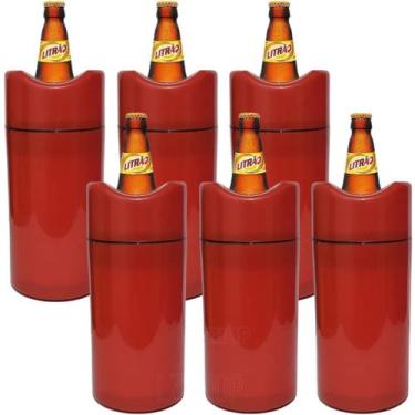 Imagem de Porta Garrafa Termico Litrao Camisinha Cerveja Bar Isopor 1L Kit 6 Uni