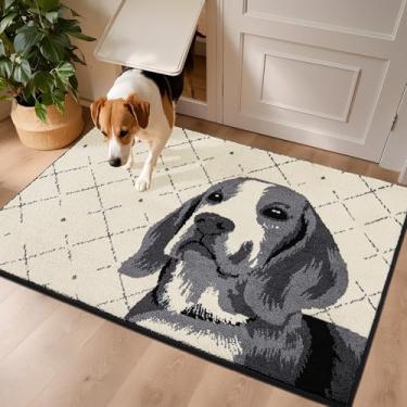 Imagem de COSY HOMEER - Tapete de porta 81 cm x 122 cm antiderrapante tapete de entrada lavável absorvente tapete de boas-vindas engraçado cão caçador de sujeira para patas enlameadas tapetes de porta interior