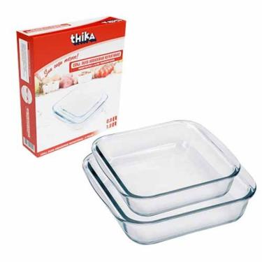 Imagem de Kit Com 2 Assadeiras De Vidro Retangular Refratárias
