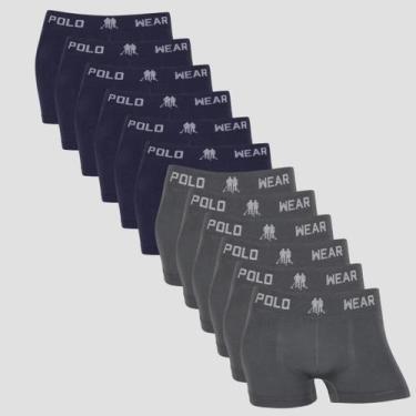 Imagem de Kit 12 Cuecas Box Menino Infantil Lisa Elastano Sem Costura - Polo Wea