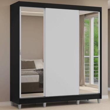 Imagem de Guarda-Roupa Casal com Pés 3 Portas de Correr com Espelhos Reno Madesa