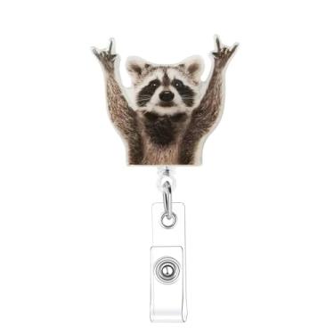 Imagem de Carretel de crachá de guaxinim retrátil com clipe retrátil para enfermeira, médico, trabalhador de escritório