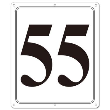 Imagem de i-CowFun Placa numerada de metal premium ao ar livre, refletiva 30,5 x 25,4 cm placas numeradas de alumínio grande 55 para estacionamento, quadra de tênis, campo, armazém, corredor, edifício, doca