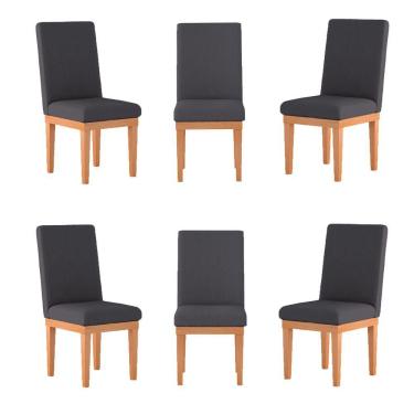 Imagem de Kit 6 Cadeiras Estofadas Para Mesa De Jantar Cinza
