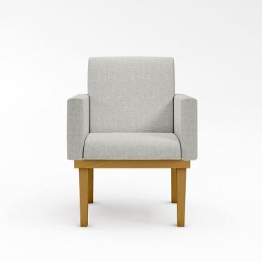 Imagem de Cadeira Poltrona Com Base Reforçada Linho Cinza Claro