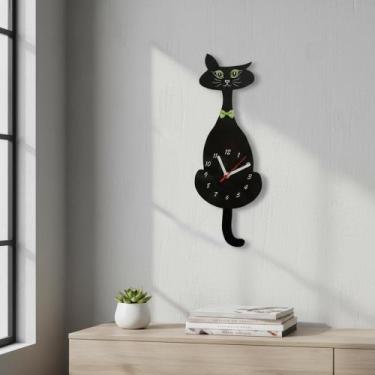 Imagem de Relógio de Parede Criativo Gato Movimento na Cauda - Genérica
