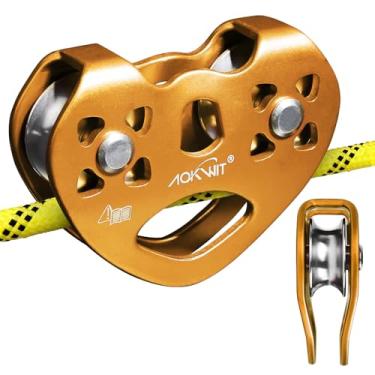 Imagem de Polia de linha de zíper 8-13 mm polia de escalada corda de cabo rolo de aço inoxidável de alumínio durável dupla velocidade dupla polia 25KN para quintal tirolesa equipamento de escalada montanhismo