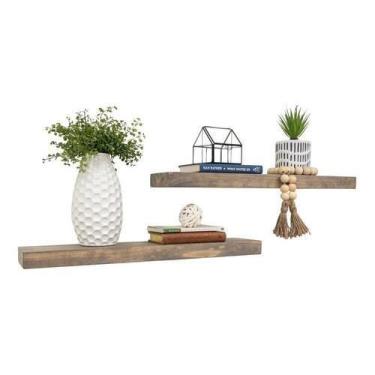 Imagem de Kit 2 Prateleiras Com Suporte Invisível Madeira Maciça - Loja Do Pinho