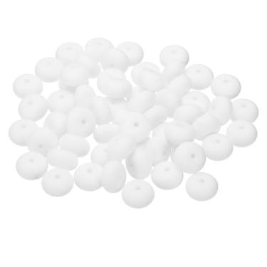 Imagem de PATIKIL Contas de silicone de 14 mm, 60 peças de contas de silicone a granel abaco espaçador contas de lentilha focal bonito para canetas, chaveiro, pulseiras, colar, branco
