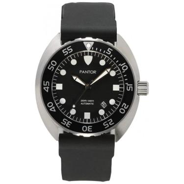 Imagem de Relógio Masculino Dive com Moldura Giratória, Cristal Safira e Pulseira de Borracha, PANTOR Nautilus, Preto