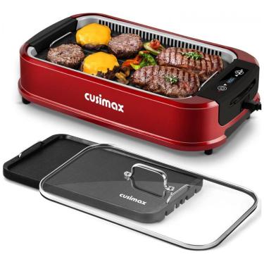 Imagem de Churrasqueira Elétrica Interna com Tampa de Vidro e Tela LED, 110V 1500W, Cusimax, Vermelha