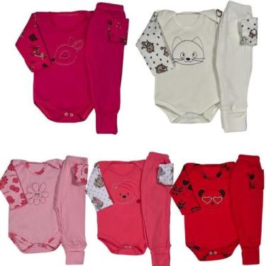 Imagem de Kit 8 Peças Body Bebe E Mijão Pé Reversível Bordado Menino Menina - BE