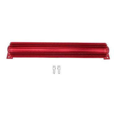 Imagem de Refrigerador de óleo de transmissão Grcfumo 18in, refrigerador de motor de transmissão de alumínio, conector de resfriamento rápido de passagem dupla resistente para caminhão de (Vermelho)