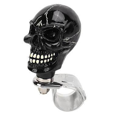 Imagem de GRCFUMO Botão do volante com caveira, girador do volante, botão giratório do volante com caveira, botão de controle do volante com 3 cm de diâmetro para carros, caminhões, (Preto)