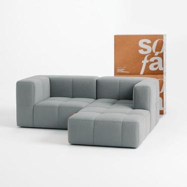 Imagem de Sofá 2 Lugares Modular Na Caixa Em Boucle Com 1 Chaise - Cinza