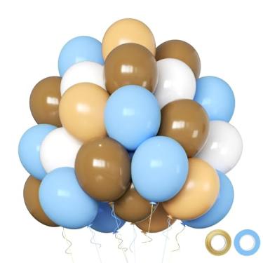 Imagem de Qmraercu - Balões de Aniversário, Chá de Bebê e Revelação de Gênero: 50pcs, Azul, Marrom, Branco, Blush Nude e Apricot, 12 Polegadas, Latex, Unissex-Adultos