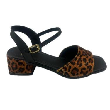 Imagem de Sandália Feminina Onça Salto Quadrado Verão Confortável - LiaMalia, Pr