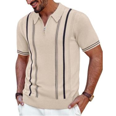 Imagem de Camisa polo PJ PAUL JONES Vintage tricotada 1/4 com zíper e manga curt