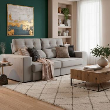 Imagem de Sofá 4 Lugares Retrátil e Reclinável 274cm para Sala de Estar Eros Cinza Médio