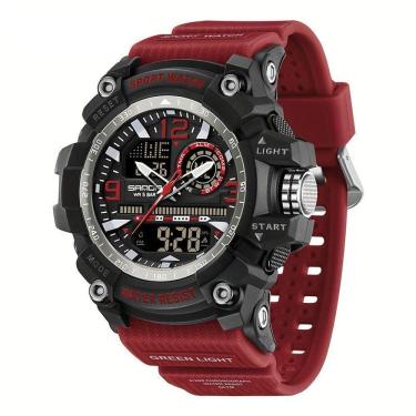 Imagem de Relógio Esportivo Digital Multifuncional Resistente À Água 50m Alarme Vermelho