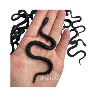 Imagem de Cobra De Simulação Preta De Borracha Macia (12-36 Peças) Para Decoraçã