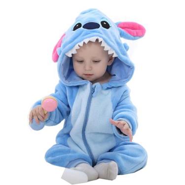 Imagem de Macacão De Bebê Infantil Inverno Fantasia Do Stitch Azul Cod.000298 -