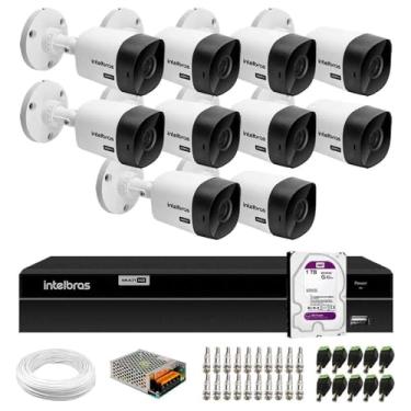Imagem de Kit 10 Câmeras Bullet Vhc 1120 B Hdcvi Hd 720p Ip66 Visão Noturna 20m Intelbras + Dvr Mhdx 1216 com 16 Canais Multi Hd Intelbras + Hd 1tb Purple