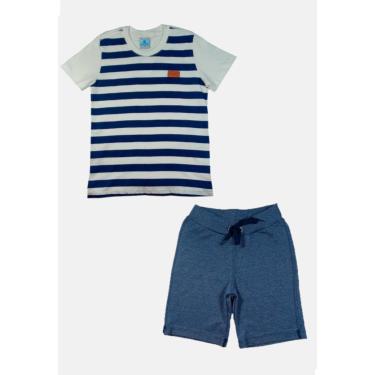 Imagem de Infantil - Conjunto Manabana com Camiseta e Bermuda de moletom Curto Menino listras  menino