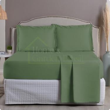 Imagem de Jogo de Cama Algodão Egípcio 1000 Fios Toque Macio Gelado Algodão Fibra Longa - 3 e 4 Peças (Verde Ash, Solteiro 2pcs)