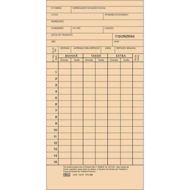 Imagem de Impresso Cartão de Ponto Mensal Palha 86X180MM, Pacote com 100 Unidade