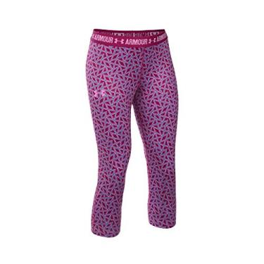 Imagem de Under Armor Girls Heatgear Armour Printed Capris, Black Cherry / Black Cherry, Youth Large