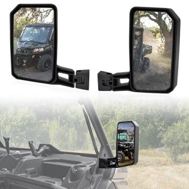 Imagem de POKIAUTO Espelhos retrovisores laterais convexos mais largos para acessórios Can-Am Defender HD5 HD7 HD8 HD9 HD10 2016-2025 (2 peças, substituição #715008100)