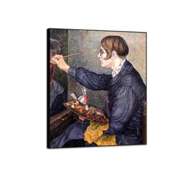Imagem de MUHJDYC Famous Paintings Wall Art Pictures-Modern Black Frame Canvas Artwork Print for Living Home Wall Decoration-Reprodução (In Her Studio) 30x35cm-12x14in