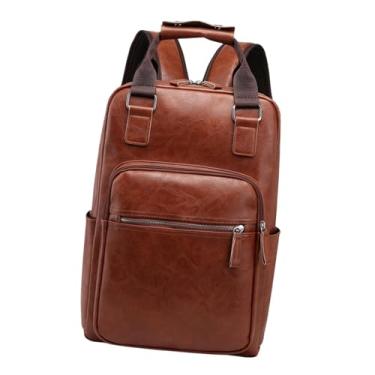 Imagem de Dynwave Bolsa de bateria de couro PU Bolsa de mochila de moda portátil Menlish Men Bag Drum Travel Laptop Backpack Drum Acessórios, Marrom Claro
