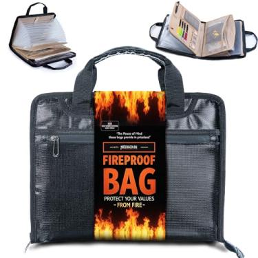 Imagem de FRECOLSH Pasta de arquivos expansível à prova de fogo - Organizador de arquivos sanfonado de 13 bolsos - Organizador de documentos importante - Bolsa portátil de armazenamento de documentos com alça |