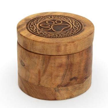 Imagem de Urna de madeira de acácia feita à mão para cinzas de animais de estimação, caixa de lembrança de madeira para cinzas, urnas de cremação funerária para cães e gatos, caixa memorial funeral de dispersão