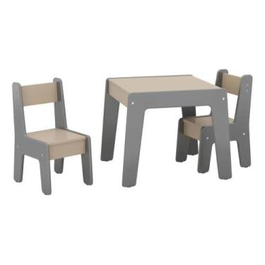 Imagem de Conjunto Mesa Infantil com 2 Cadeiras Diana MDF - Ofertamo, Cinza Conn