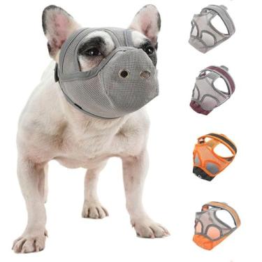 Imagem de Focinheira Ventilada, Respirável, com Proteção na Boca para Cães Braquicefálicos, Proteção Anti-Morder, Anti-Comer, Permite Beber Água, Compatível com Bulldog, Shih Tzu, Pug (Cinza, S)