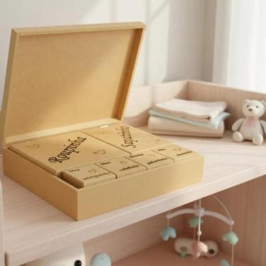 Imagem de Caixa Com Tampa Madeira Lembrancinhas Bebê Nenem Maternidade - DZX Dis