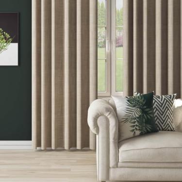 Imagem de Cortina Frida Bege com Forro 5,50m x 2,70m Cortina Ampla e Sofisticada para Ambientes Maiores.