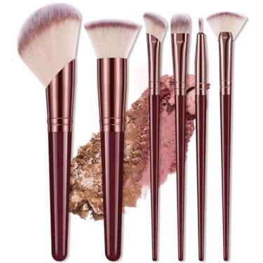 Imagem de 6 conjuntos de pincéis de maquiagem, corretivo, pincel de base para sombra para misturar líquidos, cremes ou cosméticos em pó impecáveis