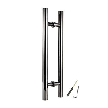 Imagem de Maçaneta de porta de celeiro de níquel escovado, maçaneta moderna/resistente em forma de H barra redonda dupla face, puxador de porta de celeiro de aço inoxidável (cor: D, tamanho: comprimento 100 cm