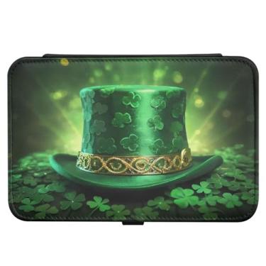 Imagem de Burbuja Caixa de joias de viagem com chapéu de São Patrício para mulheres e meninas, organizador de joias portátil de couro PU para brincos, anéis, colares e pulseiras